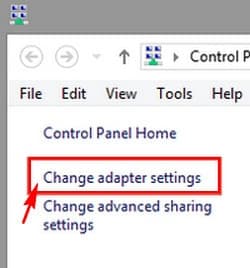 Nhấp chuột vào Change Adapter settings