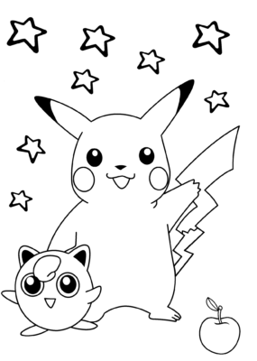 Hình ảnh tranh tô màu Pokemon Pikachu và những người bạn