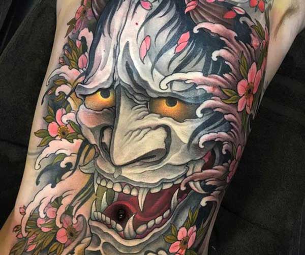 tattoo hoa mẫu đơn mặt quỷ