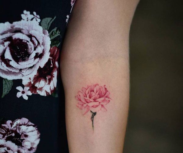 tattoo hoa mẫu đơn ở cánh tay