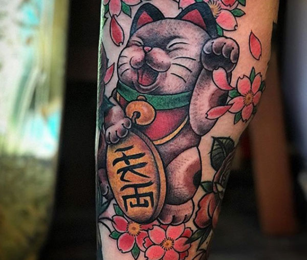 tattoo mèo thần tài