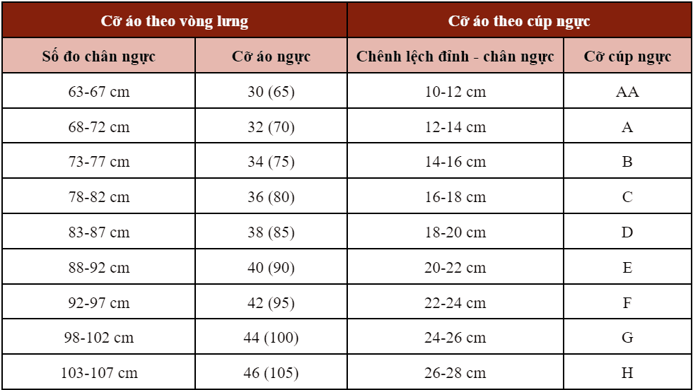 Hướng dẫn chọn size áo ngực ĐÚNG CHUẨN kích thước