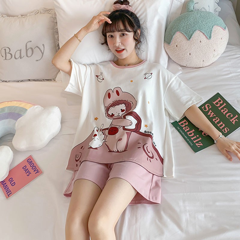 Bộ đồ ngủ, Đồ bộ nữ cộc tay mặc nhà in hình dễ thương - Chất liệu Cotton cao cấp - mã BC-01 | Shopee Việt Nam