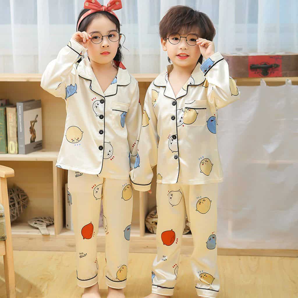 Bộ pijama cho bé trai tay dài chất lụa cao cấp, đồ ngủ cho bé trai bé gái In Hình từ 6-28Kg MOON HOUSE | Shopee Việt Nam